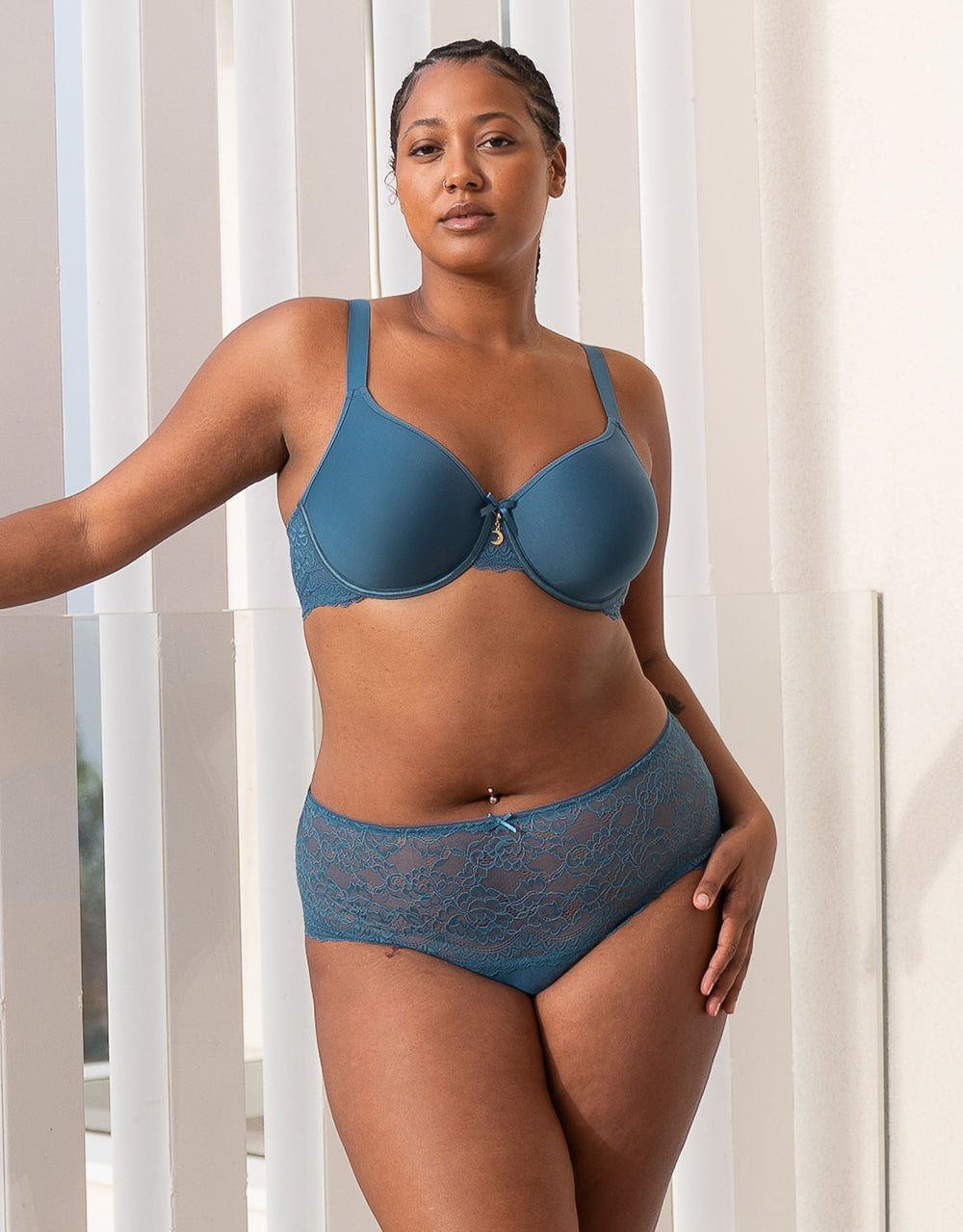 High-Panty-Set 2x "Lace Basic" teal