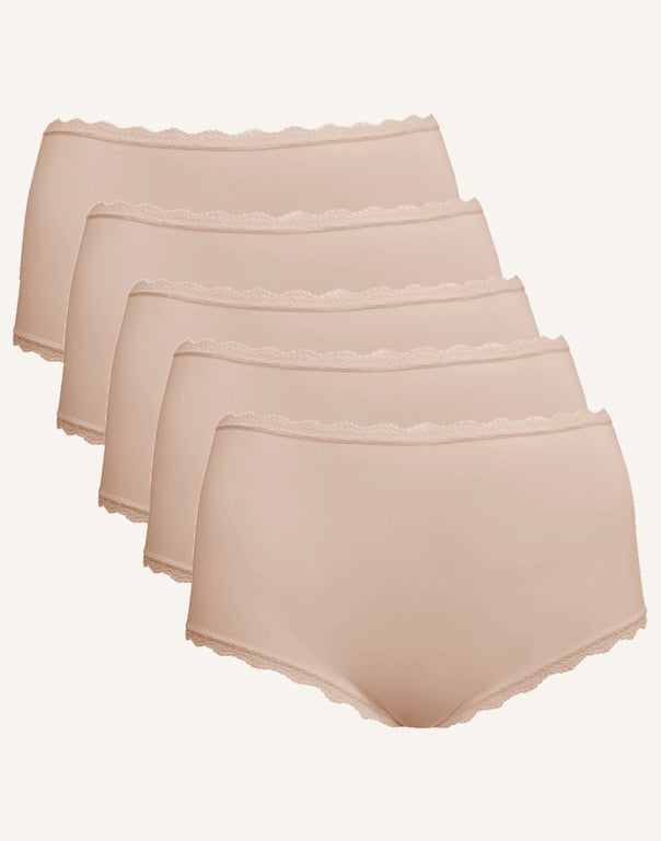 High-Panty-Set 5x "Basic" cappuccino
