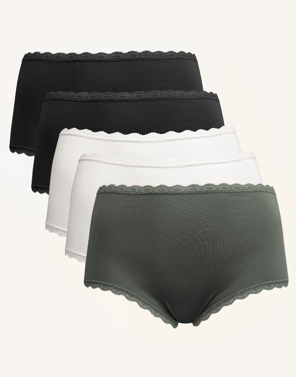 High-Panty-Set 5x Basic Herbst