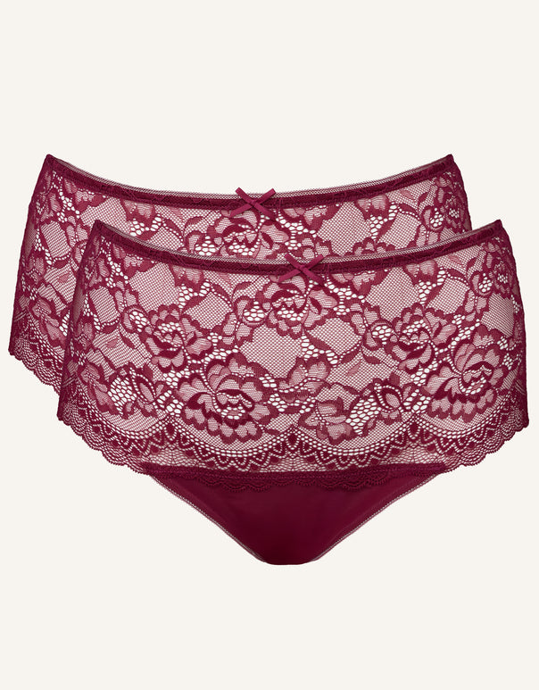 High-String-Set 2x "Lace Basic" bordeaux