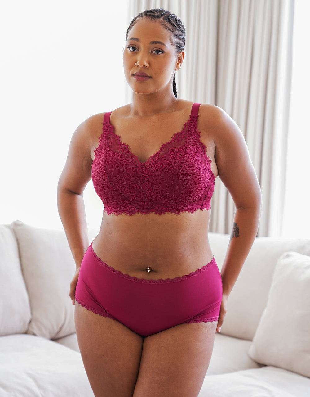 High-Panty-Set 2x "Basic" bordeaux