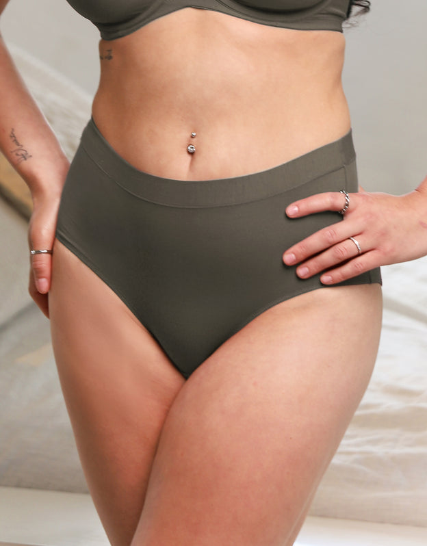 High-Panty-Set 2x "Cozy Basic" olive